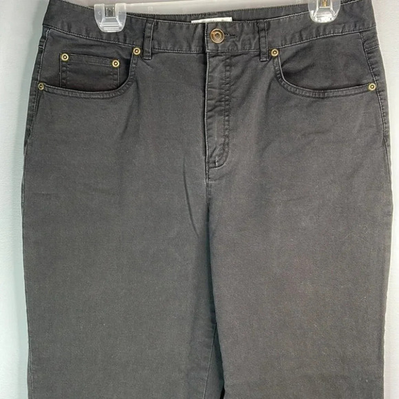 TALBOTS High Waisted Jeans Black Cotton Stretch Loose Fit Cropped Size 10 - Picture 3 of 9